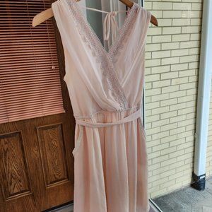 Light Pink A-Line Chiffon Dress with Pockets